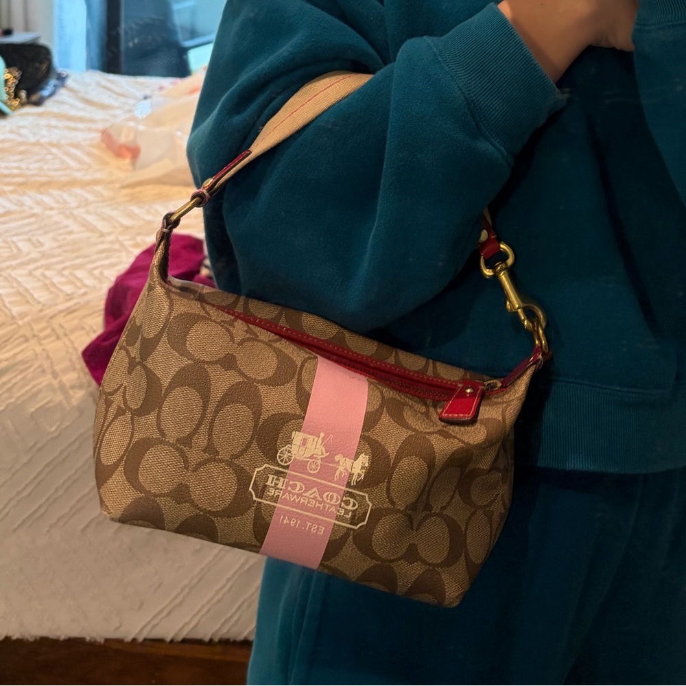 Coach Brown and Pink Clutch—Vintage